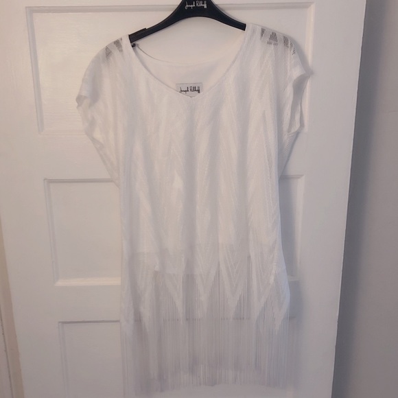 NWT Joseph Ribkoff White lace & fringe blo… - Picture 2 of 4